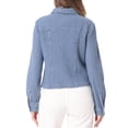 thumbnail image 3 of Chaqueta de mezclilla casual de mujer INSPIRE CHIC, con botones, de manga larga, textura lavada, talla XS, azul claro, 3 of 6