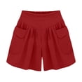 thumbnail image 4 of Beach Casual Hot Shorts with Elastic Waistband Lightweight Athletic Running Workout Summer for WomenRedXXXXL, 4 of 4