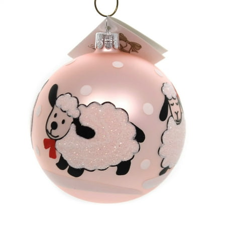 Hand Painted Glass Ball Ornaments Golden Bell Collection BABY SHEEP BALL ORNAMENT Glass Hand Painted Bm683 Blue ()