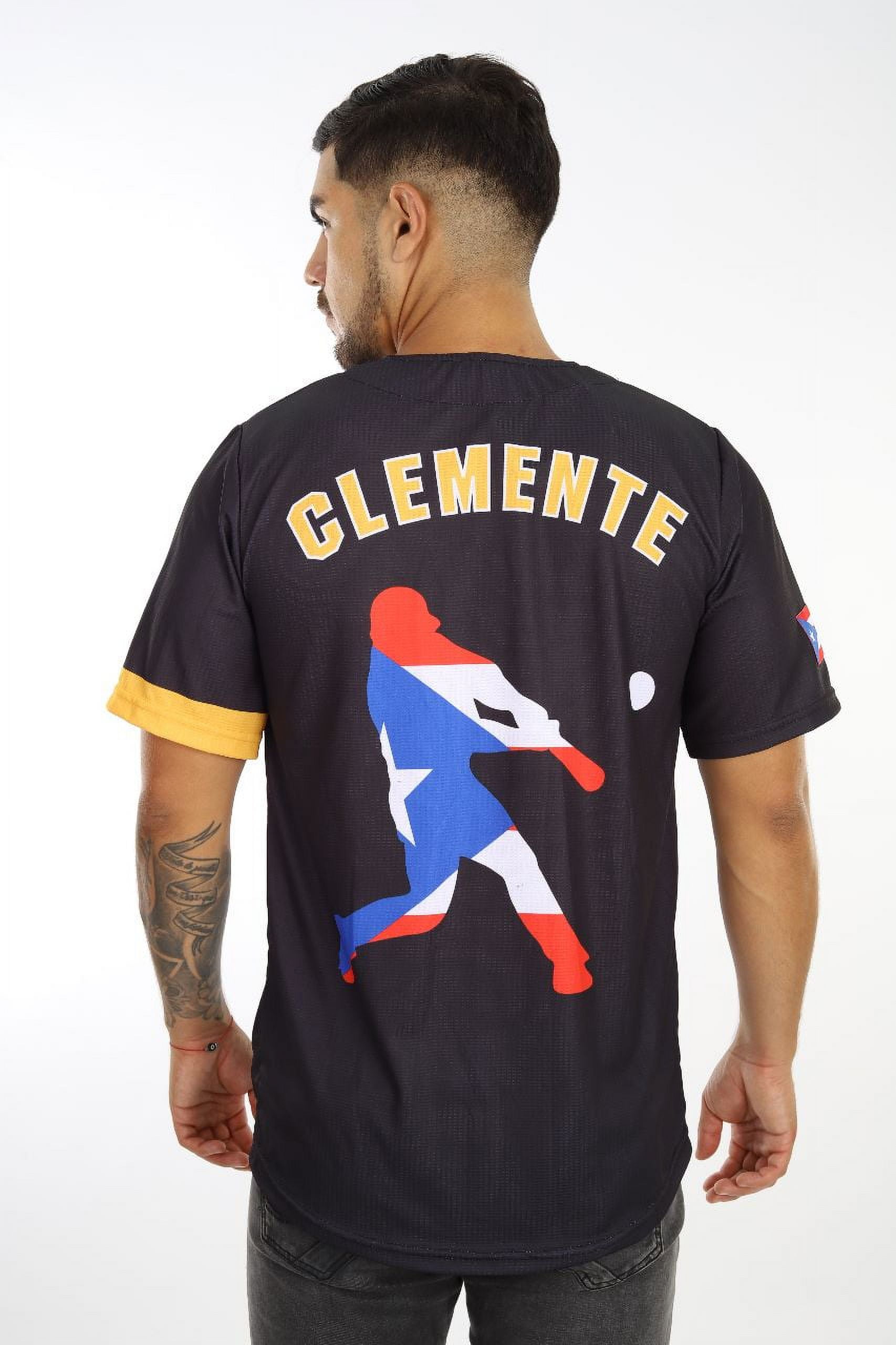 Clemente Puerto Rico Jersey Black Gold – Men’s Latino Baseball Shirt – Lightweight Summer Outfit Boricua Pride 4XL