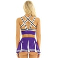 thumbnail image 3 of Aislor Ensemble de Crop Top Cheerleader pour Femmes avec Jupe Plissée Mini Uniforme Cheerleading Violet S, 3 of 7