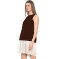 thumbnail image 2 of eloria Women's Georgette Pleated Boat Neck Sleevless Summer Casual Midi Dress, Color : Dark Brown | Size : 3XL, 2 of 5