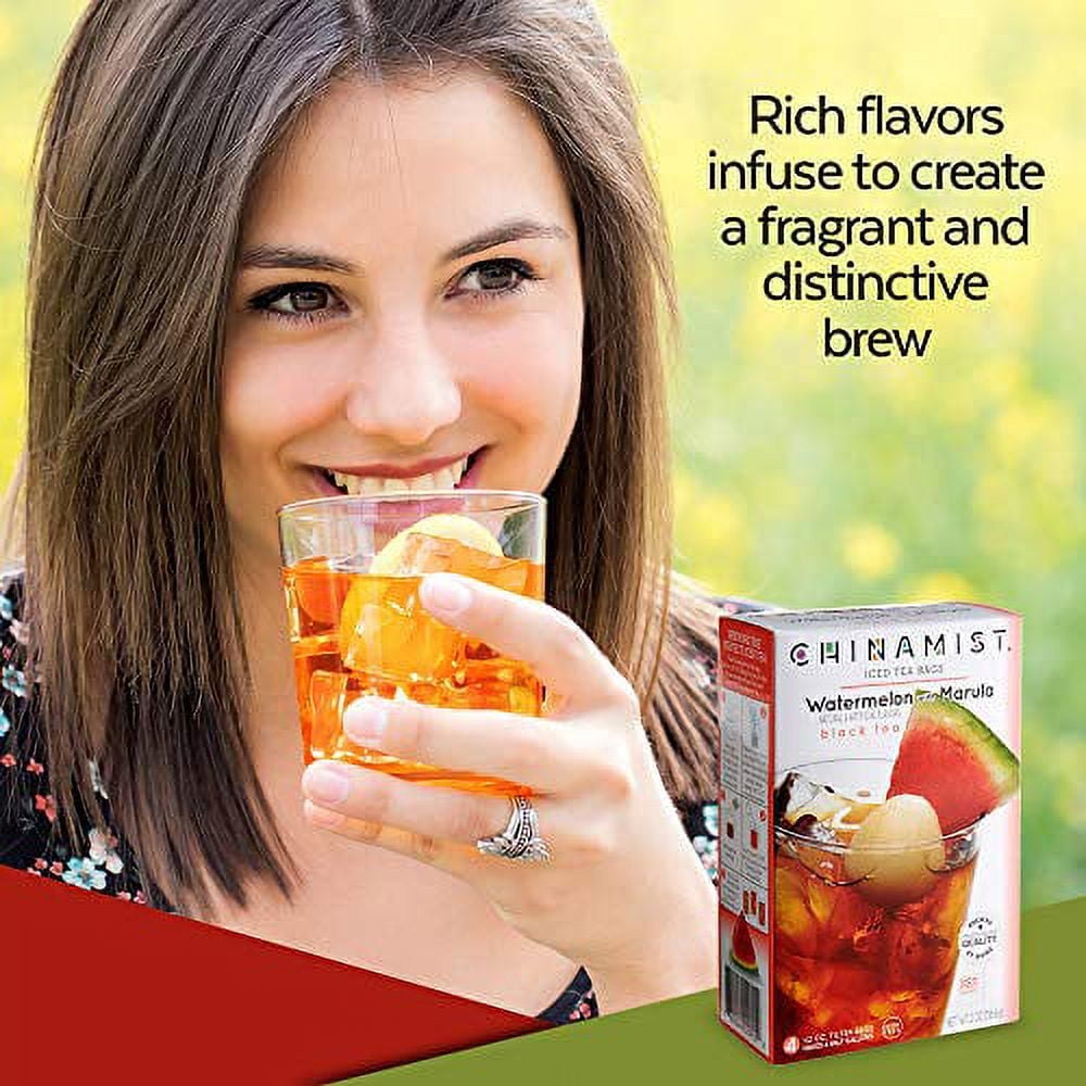 China Mist Naturally Flavored Watermelon w/ Marula Iced Tea Bags, 4-Count Box, 2-Pack (Each Bag Yields 1/2 Gallon)