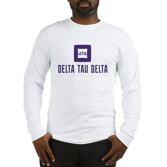 CafePress - Delta Tau Delta Purple Stacked Signature Long Sleeve T Shirt - Unisex Cotton Long Sleeve T-Shirt