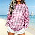 thumbnail image 3 of Byworldtasic Women's Gingham Print Crewneck Sweatshirt Casual Long Sleeve Oversized Top Loose Fit Pullover Top, 3 of 6