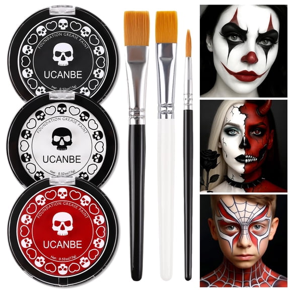 Kit de pintura facial y corporal UCANBE Goth White Foundation Black Red