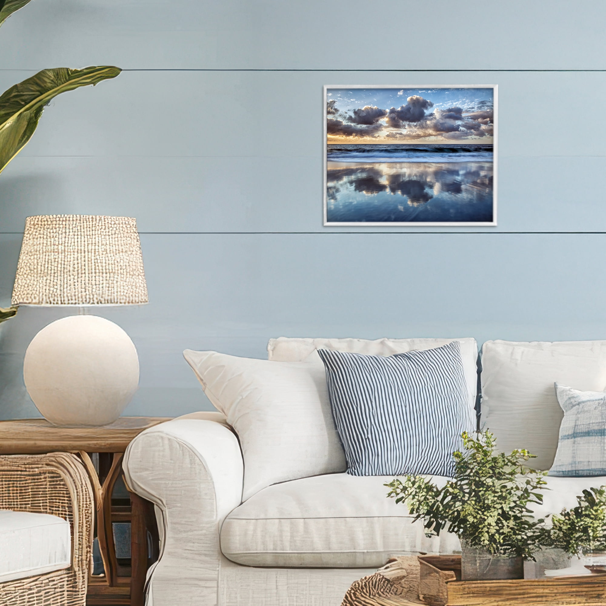 Stupell Industries Reflective Clouds Seascape White Framed Giclee Art, design by Superstock Partners LLC