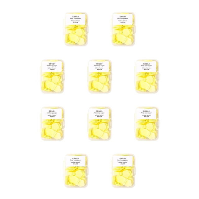 Toystoory Jabón Papel Mano Desechable Perfumado Limpieza Al aire libre Camping Sábana Desinfección Slice Skin Box Espuma Yello amarillo limon 10piezas