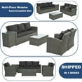 thumbnail image 6 of Highsound 5 Piece Patio Furniture Sectional Sets, Outdoor All-Weather PE Rattan Wicker Conversation Sets, Garden Sofa Set with 2 Coffee Tables & Gray Cushions, 6 of 10