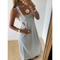 thumbnail image 4 of Light Grey Solid Asymmetric Neck Sleeveless Maxi Dress With Built-In Bra, 4 of 8