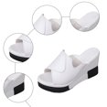 thumbnail image 5 of Rokment Color Block Platform Wedge Dressy Slides Sandals for Women Ladies 2026 Fashion Casual Leather Open Toe Chunky Heeled Slip on Backless Dress Pumps Summer White Size 7, 5 of 6