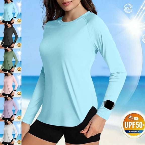 Viluyesy Women's UV Protection Long Sleeve Tops UPF 50 Sun Protection Shirts with Thumb Holes Quick Dry Lightweight Rash Guard for Hiking Outdoor Workout Daily Wear