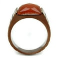 thumbnail image 3 of Mens Coffee Brown Ring Anillo Cafe Para Hombres Stainless Steel with Semi-Precious Cat Eye in Orange, 3 of 4