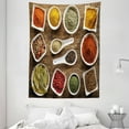 thumbnail image 1 of Spice Tapestry, Individual Kinds of Aromas on a Wooden Table Spoons and Bowls Natural and Traditional, Wall Hanging for Bedroom Living Room Dorm Decor, 60W X 80L Inches, Multicolor, by Ambesonne, 1 of 2