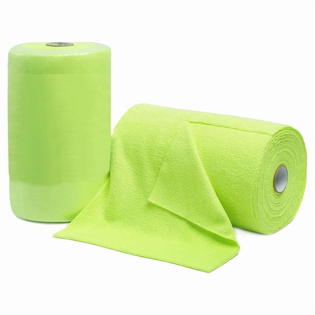 Rollo de Paño Limpieza Microfibra, Toallas Microfibra Reutilizables y Desprendibles, Paños Lavables Ultraabsorbentes (2 Rollos, Verde)