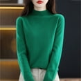 thumbnail image 4 of TANGNADE Women Outerwear Sweatshirt Women's Semi Turtleneck Sweater Long Sleeve Solid Color Pullover with A Base Shirt Autumn And Winter Warm Loose Womens Green S, 4 of 5