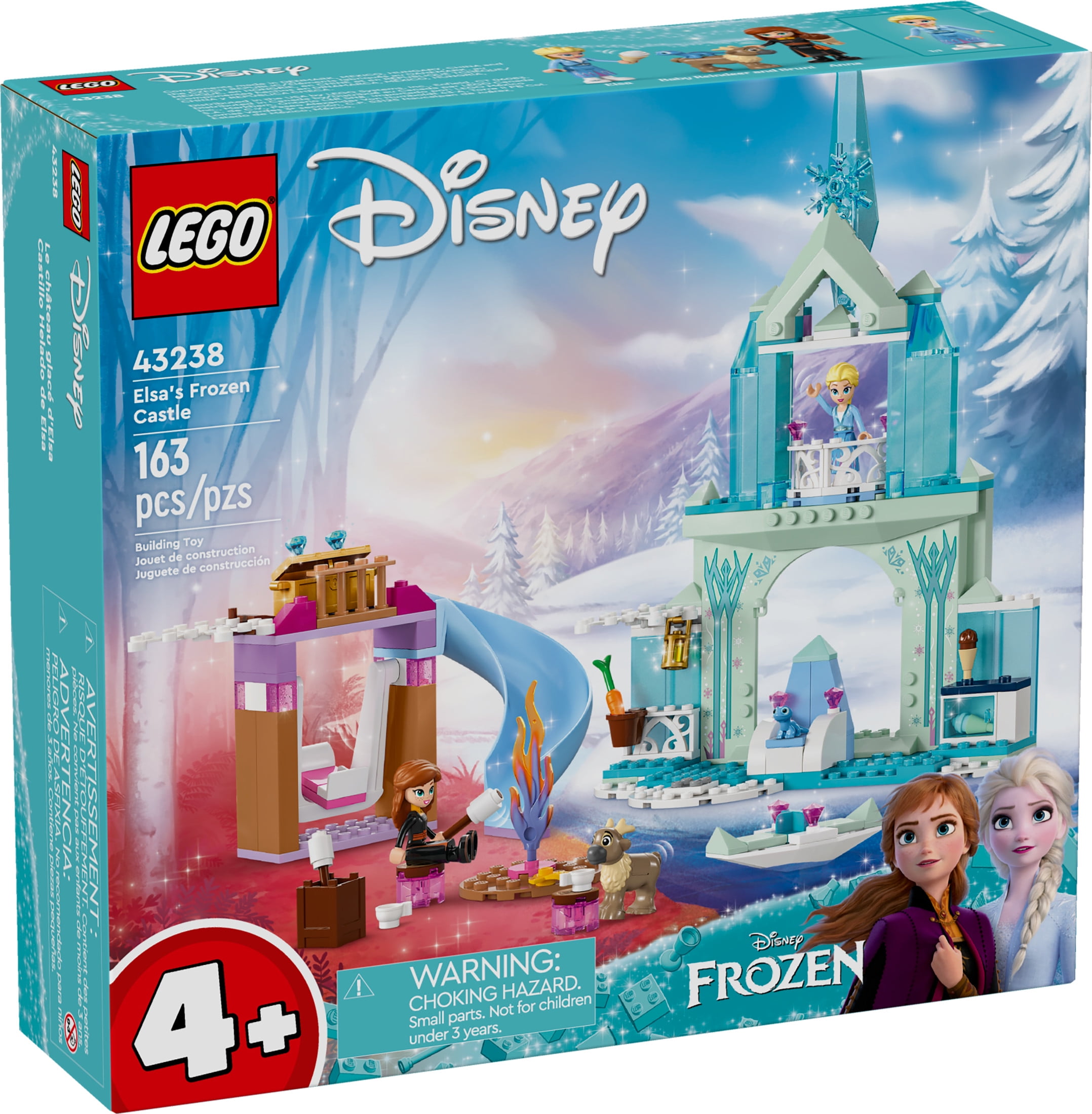 LEGO Disney Frozen Elsa’s Frozen Princess Castle Toy Set for Kids, Includes Elsa and Anna Mini-Doll Figures and 2 Animal Figures, Frozen Toy Makes a Great Birthday Gift for Kids Ages 4 Plus, 43238
