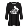 thumbnail image 2 of HAVUITYY Women's Easter Printed Sweaters, Cute Bunny Eggs Pattern Split Neck 3/4 Sleeve Tops for Women, Ideal Spring T-Shirts for Women Gifts & Wear, 2 of 5