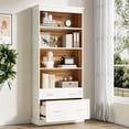 thumbnail image 1 of Tribesigns 5-Shelf Bookcase with File Cabinet Drawer, Modern Tall Bookshelf for Living Room, White, 1 of 5