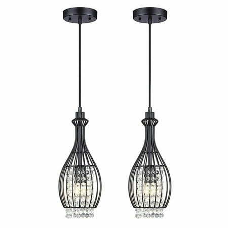

TFCFL 2 Pack Modern Crystal Pendant Lighting Adjustable Ceiling Light for Kitchen Dinning Room Bedroom