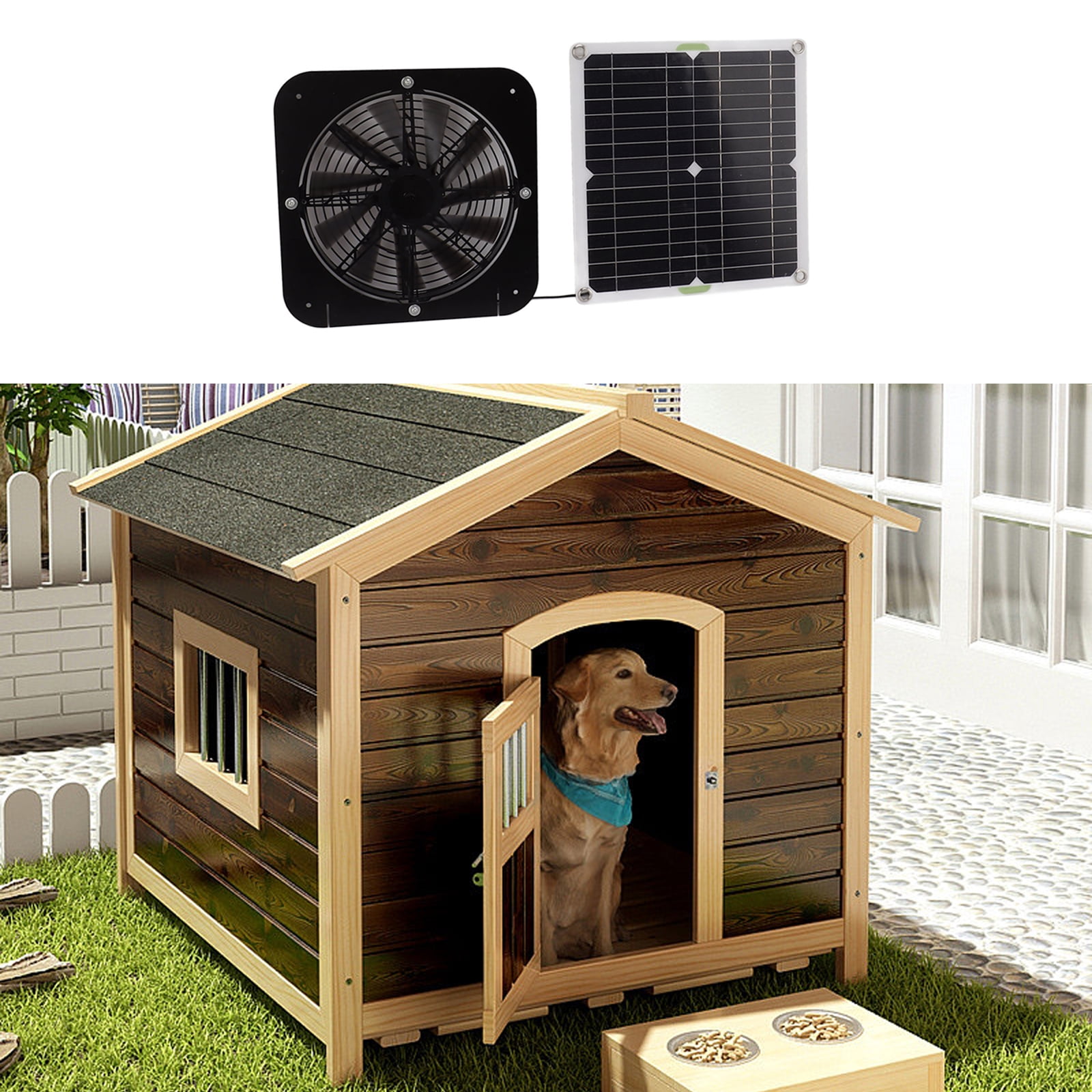 RYUJNDK Monocrystalline Solar Panel Waterproof Exhaust Fan Cooling Ventilation for Pet Houses Greenhouses and Sheds
