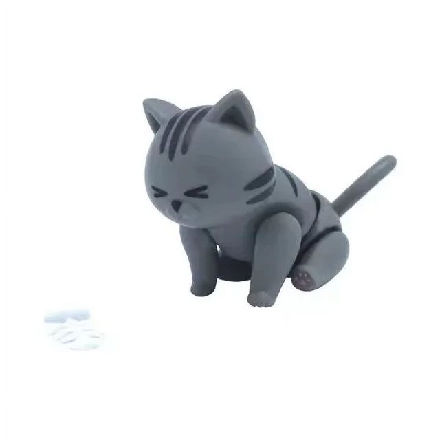 Magnetite Cat Capsule Toy Animal Raccoon Puppet Car Ornaments Eat Fish Tiger Pattern Figure Movable Model Toys