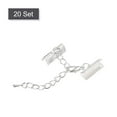 thumbnail image 3 of Unique Bargains 20Sets Ribbon Crimp Clamp Ends with Lobster Claw Clasps & Chain 16mm Silver White, 3 of 7