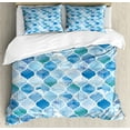 thumbnail image 1 of Moroccan Duvet Cover Set, Oriental Style Mosaic Pattern in Watercolor Paint Retro Style Art Print, Decorative 3 Piece Bedding Set with 2 Pillow Shams, King Size, Pale Blue, by Ambesonne, 1 of 3