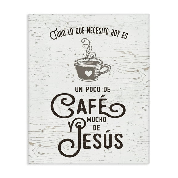 Stupell Industries Café y Jesús Religious Quotes and Sayings Painting Wrapped Canvas Art Print Wall Art, 16 x 20