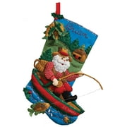 Fishing Santa Bucilla Felt Applique Christmas Stocking Kit