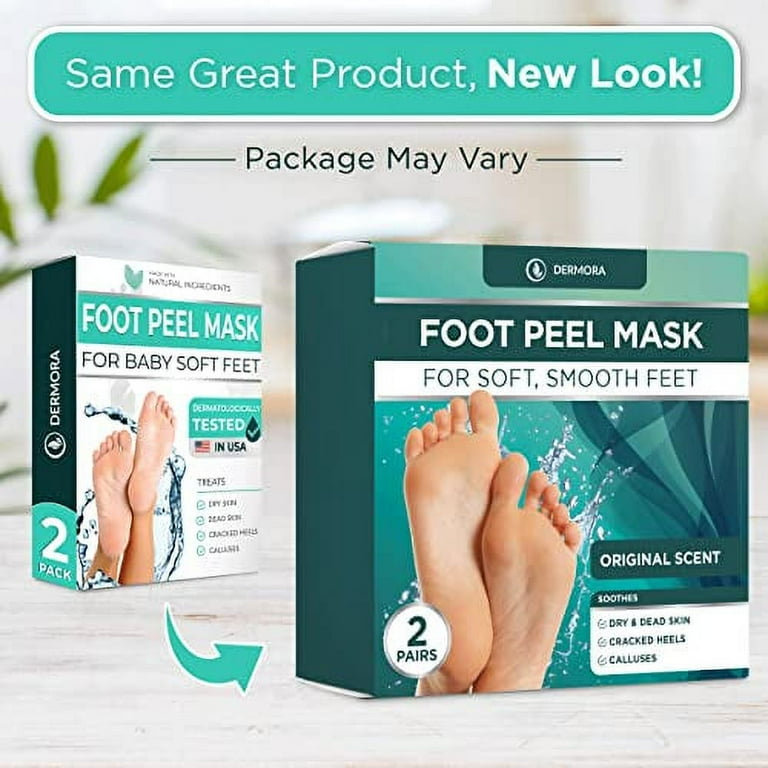 Lavinso Foot Peel Mask for Dry Cracked Feet – 2 Pack Dead Skin Remover and  Callus - Exfoliating Peeling Soft Baby Feet, Original Scent