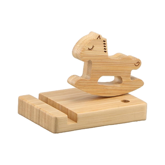 Soporte para teléfono con dibujo de caballo, adorno de escritorio, escritorio de oficina, base de madera, soporte para teléfono perezoso, estatua de