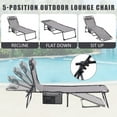 thumbnail image 2 of 2 Pieces Folding Textilene Waterproof Patio Chaise with Pillow and Side Pocket, Outdoor Adjustable and Reclining Tanning Chair for Lawn, Beach, Pool, Portable Lounge Chair, Dark Gray, 2 of 9
