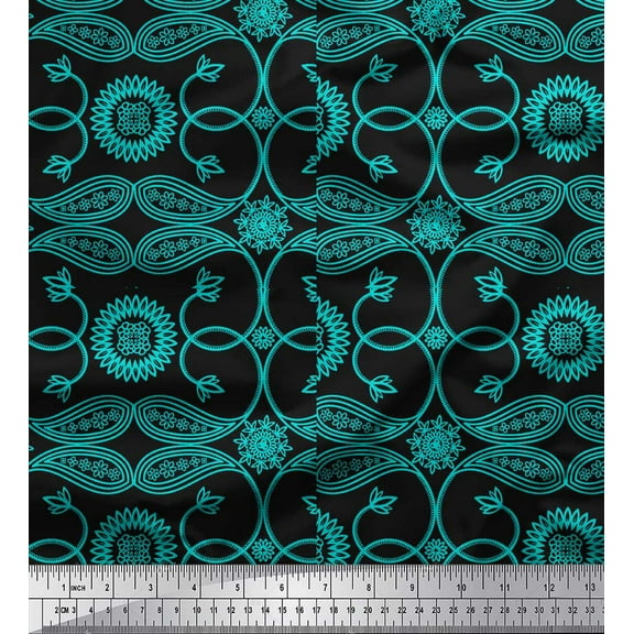 Soimoi Cotton Duck Fabric Paisleys Paisley Print Sewing Fabric Yard 42 Inch Wide