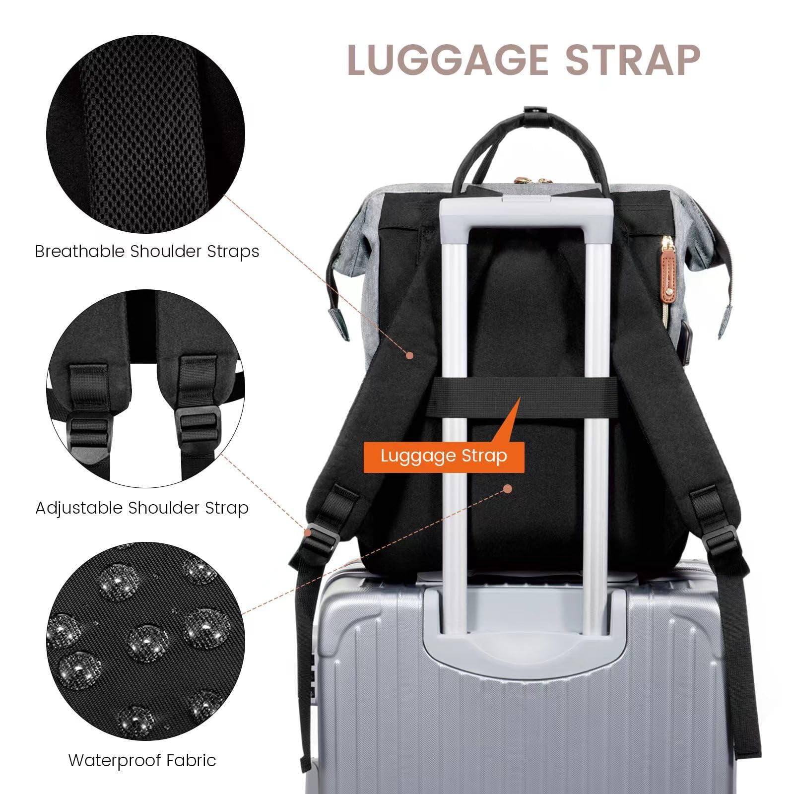 LOVEVOOK Laptop Backpack for Women, 15.6 Inch Work Business Backpacks Purse With Large Capacity, Waterproof Nurse Bag College Bookbag for School, Waterproof Casual Daypack for Travel
