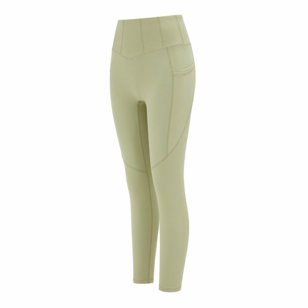 MKLEKYY Pantalones deportivos para mujer, pantalones de yoga sólidos para mujer, ajustados, de cintura alta, color melocotón, pantalones de levantamiento y fitness