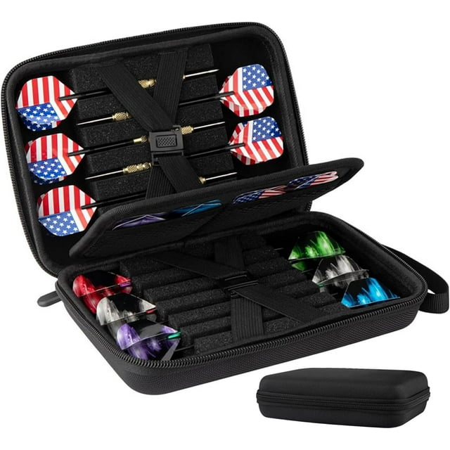 Darts Case Holds 12 Darts & Accessories Eva Darts Holder with Mesh Pocket Zipper Closure Darts Cases for Steel and Soft Tips with Inner Fixer & Outer Loop Protective Darts Storage,Darts Holder