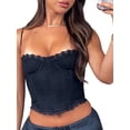 thumbnail image 2 of Biekopu  Women Summer Bustier Camisole,Lace Trim Cropped Corset Tops Zip Backless Shirt Tank Tops for Streetwear, 2 of 6