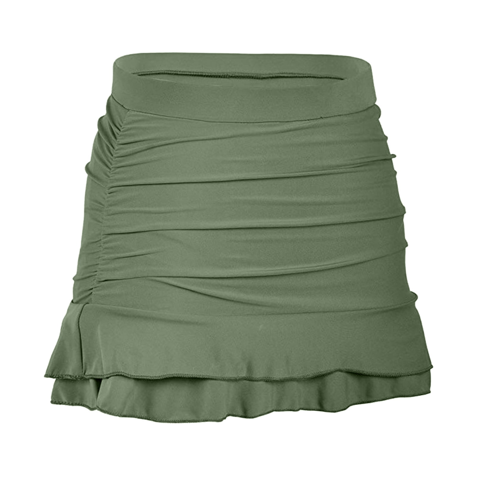 XIAQUJ Swim Skirt for Women Bathing Suit Bottoms High Waisted Ruched Skirt Swimsuits with Built in Brief Skirt Tankini Swimsuits for Women AG XL