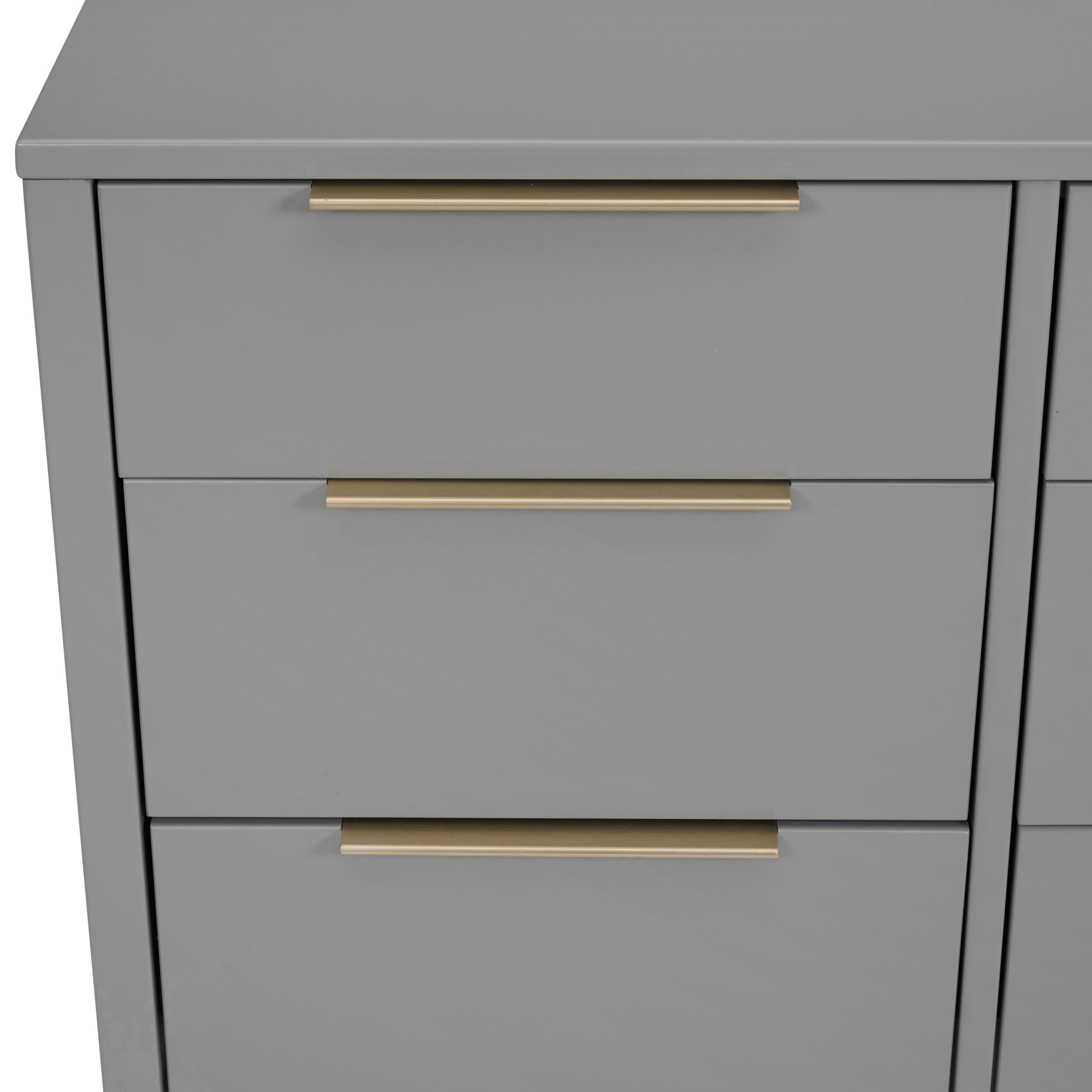 MoDRN Glam 6 Drawer Dresser, Grey with Satin Brass