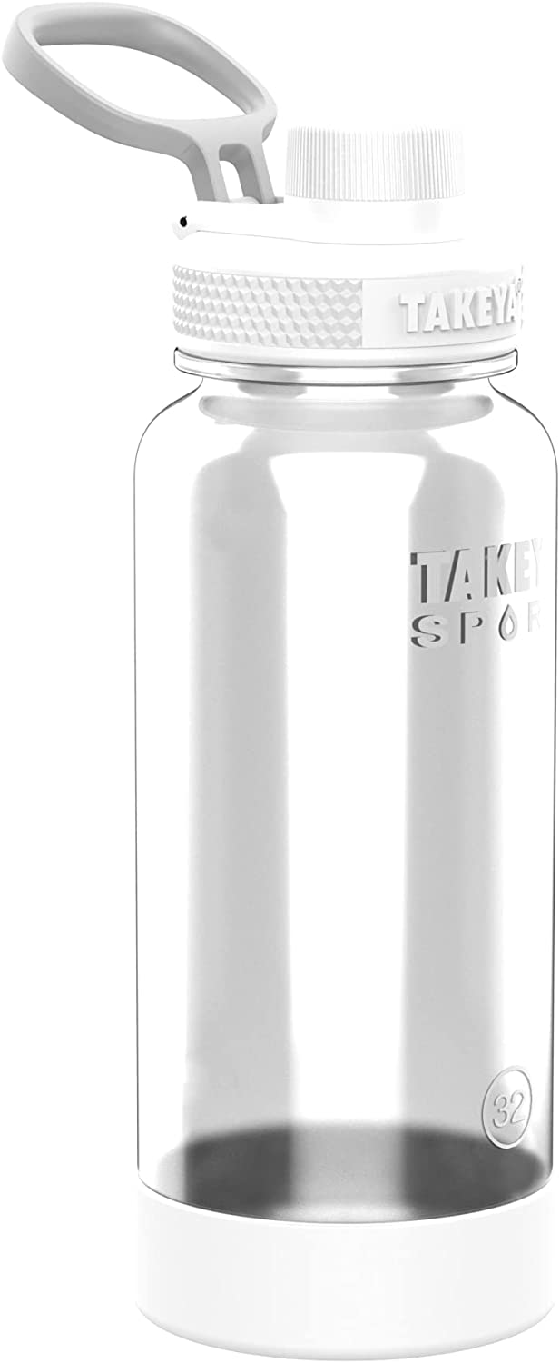Takeya Tritan Wasserflasche 1,2 L – Auslaufsicher, Spülmaschinenfest, Mit Auslaufdeckel, Transparent