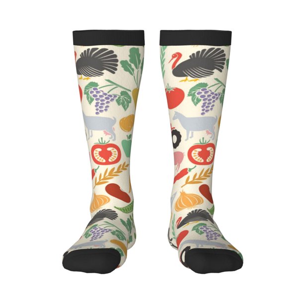 Fotbe Farm Calcetas Divertidas Estampadas para Hombre y Mujer, Calcetas de Algodón hasta la Rodilla para Caminar, Correr, Enfermería y Embarazo
