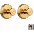 thumbnail image 1 of Suction Cup Hooks, Stainless Steel Waterproof Design, No-Drill Installation for Bathroom, Kitchen, Shower (Gold, 2 Pack), 1 of 7