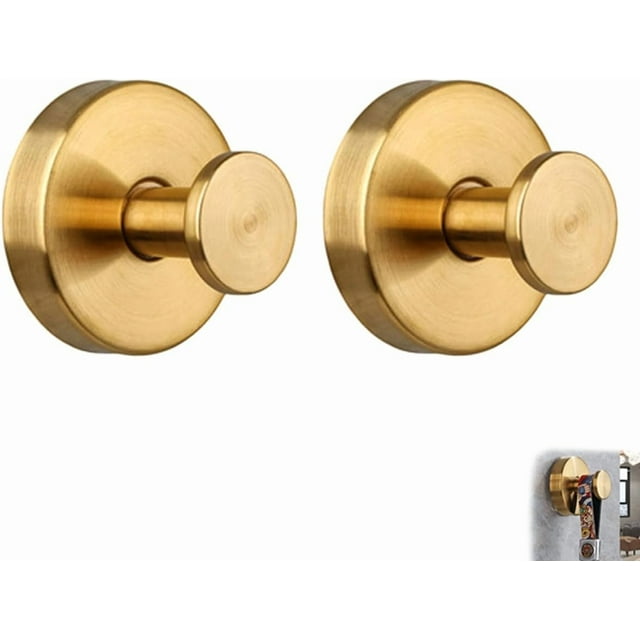 Suction Cup Hooks, Stainless Steel Waterproof Design, No-Drill Installation for Bathroom, Kitchen, Shower (Gold, 2 Pack)