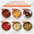 thumbnail image 4 of NULAS 6-Piece Stainless Steel Mixing Bowl Set with Lids, Nesting Metal Bowls for Kitchen – 4.5/3/2.5/2/1.5/0.75 qt, Great for Prep, Baking & Serving, Khaki, 4 of 8