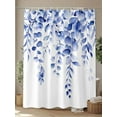 thumbnail image 4 of Fsddascl Eucalyptus Leaves Blue Shower Curtain Set - 60" x 72" Washable Bathtub Curtain with 12 Hooks, Watercolor Spring Botanical Waterproof Fabric Stall Shower Curtains for Bathroom/Bathtub Décor, 4 of 6