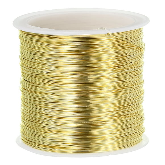 Uxcell Alambre de Cobre Sólido Desnudo Alambre de Cobre Puro Alambre Suave para Beading Ataduras de Tallo de Planta Tono Dorado 26 Gauge 1Pcs