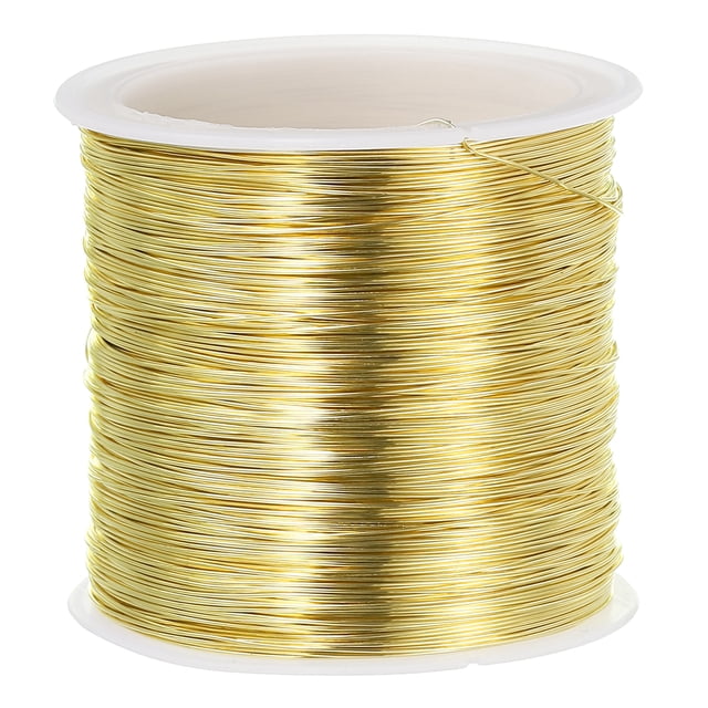 Uxcell Alambre de Cobre Sólido Desnudo Alambre de Cobre Puro Alambre Suave para Beading Ataduras de Tallo de Planta Tono Dorado 26 Gauge 1Pcs