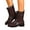 Brown, variant on Womens Lace Up Mid Calf Boots Comfortable Non Slip Wide Toe Box Combat Booties Chunky Low Heel Slip On Motocycle Boots Brown Size 6.5