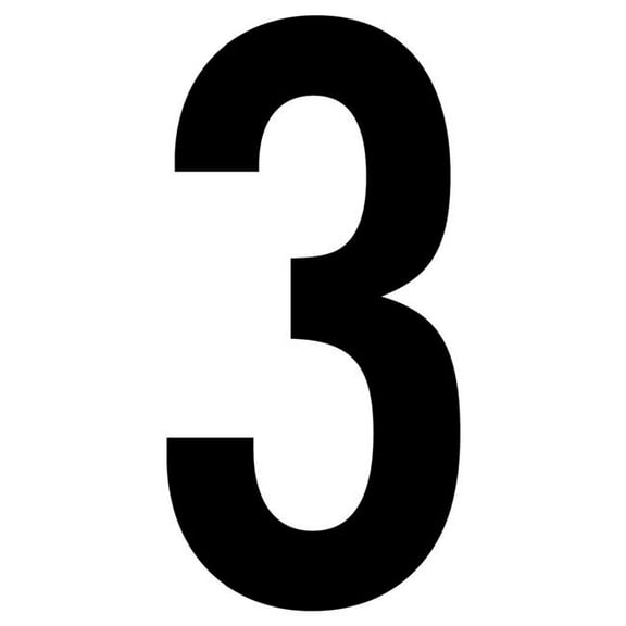J.J. Keller 61604N Number 3 White Vinyl Adhesive Label - 12 in.